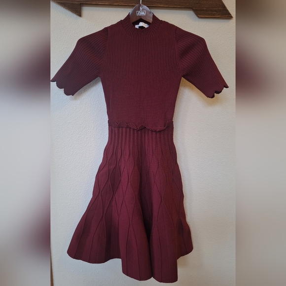 Sandro Ange Scalloped A-line Knit Sweater Dress Short Sleeve Womens size 1 (4) - Picture 1 of 11
